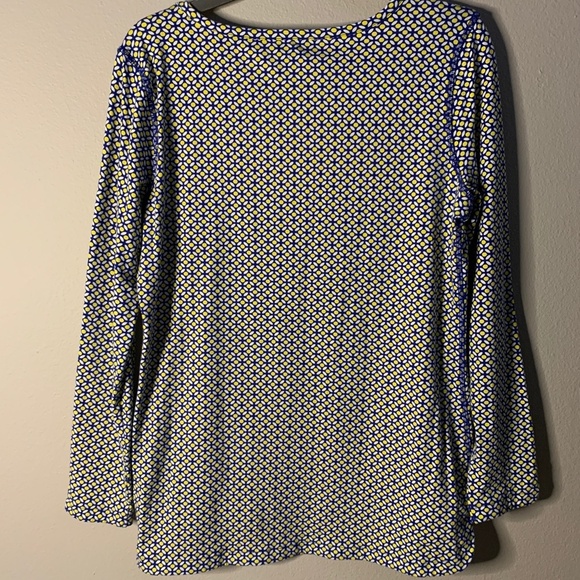 T by Talbots Shirt Womens Medium Knit Pullover Activewear Geometric Stretch Top - Picture 5 of 9